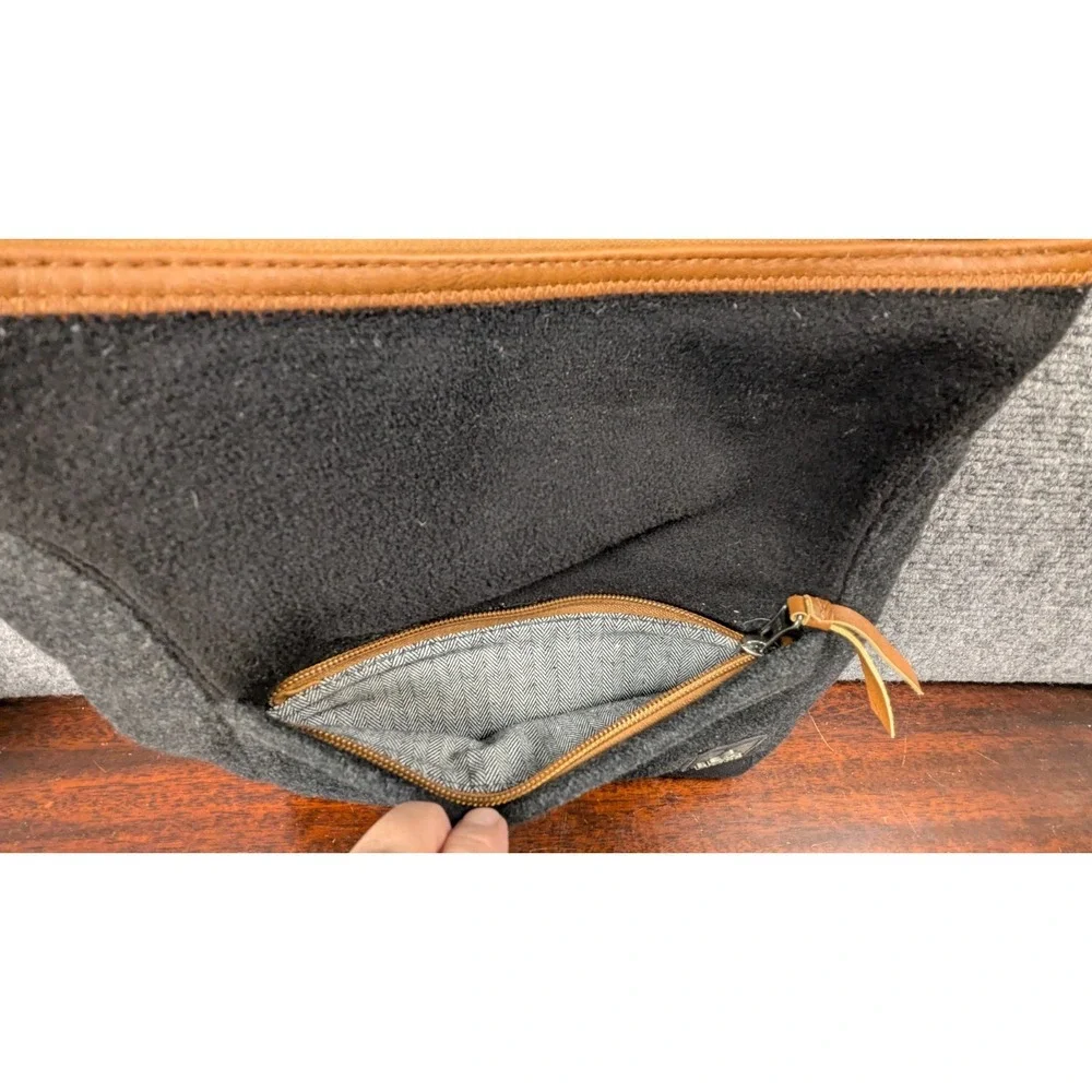 PrAna Wool Blend Crossbody Bag Black Brown Trim Outdoor Travel Purse - Picture 4 of 12